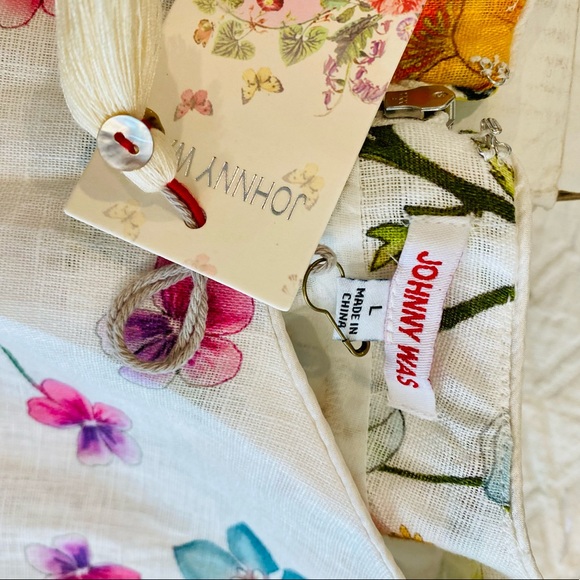 NWT Johnny Was Floral Linen Mini Sz L - Picture 4 of 7